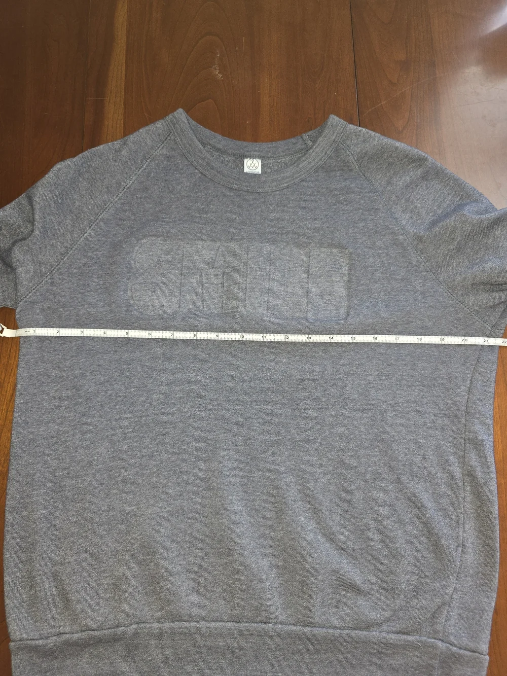 Alternative Men's Heather Gray Crewneck Sweatshirt with Embossed 'SMILE' Logo